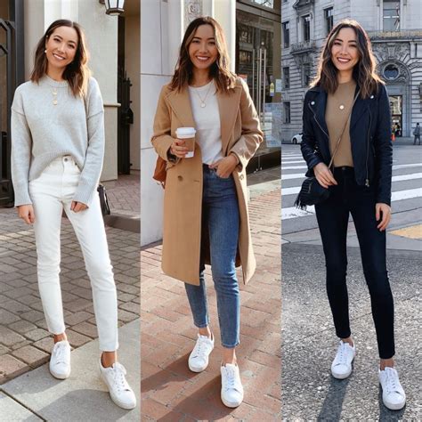 casual outfits with white sneakers.